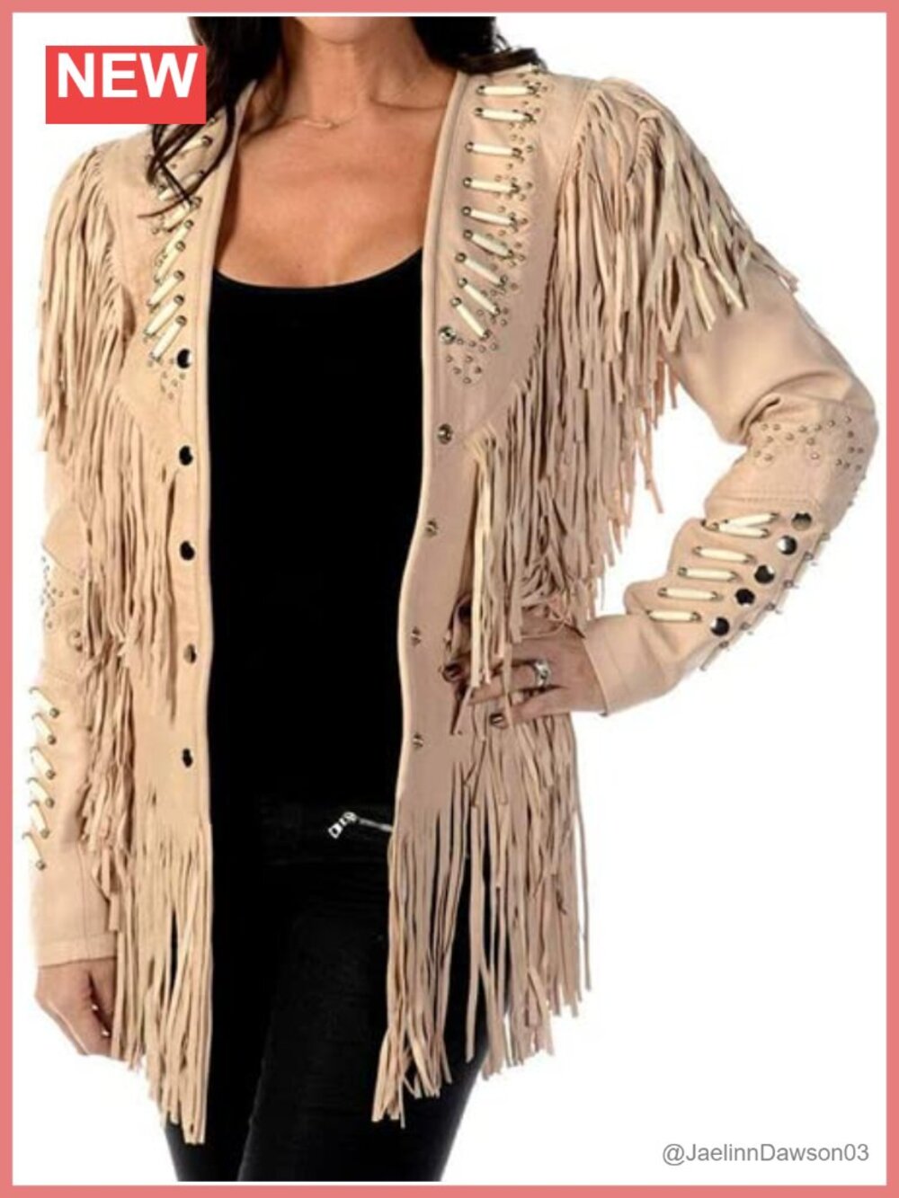Genuine Cowhide Leather Jacket Western Fringe Beaded Cowgirl Coat